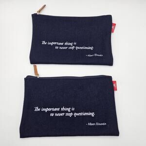 2 Navy Blue Viking Wool Money Bag Travel Bag Pencil Pouch Albert Einstein Quote